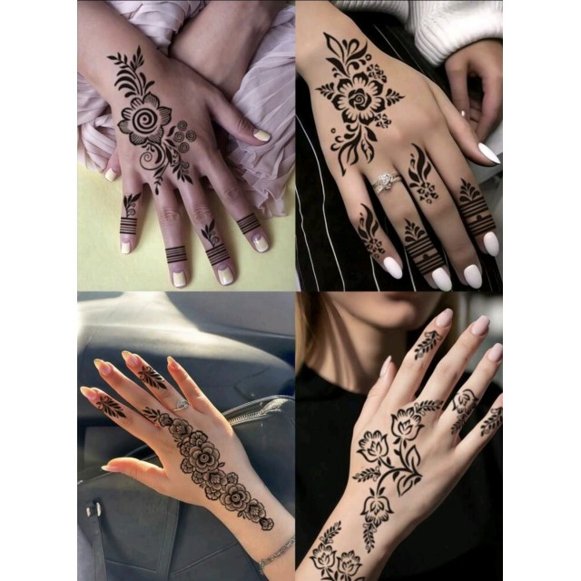 Set 4 začasnih tatu nalepk s cvetličnim motivom 
