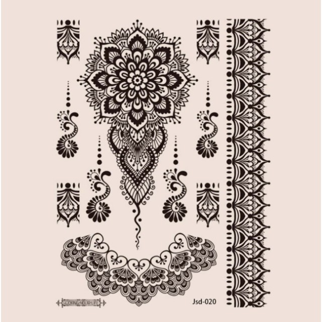 Začasna tattoo nalepka s henna mandala motivom