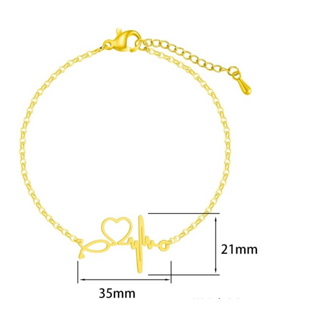 Komplet verižica in zapestnica srčni utrip, srebrne barve