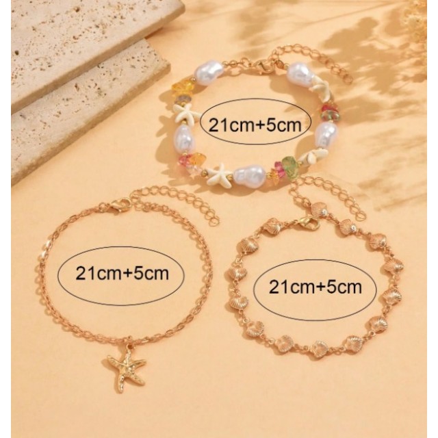 Komplet zapestnic za nogo – luksuzni morski stil