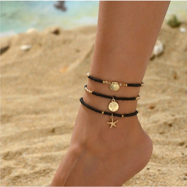 Komplet zapestnic za nogo – morski stil