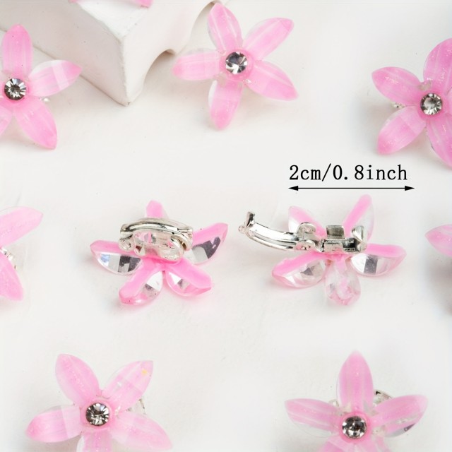 Prelep komplet 10 sponkic za lase z roza rožicami