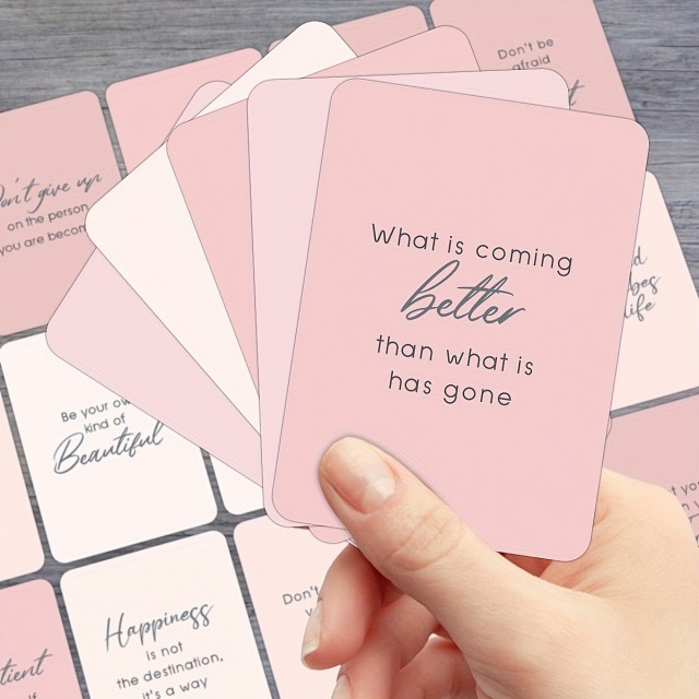 30 kosov Inspiracijskih Kartic z Afirmacijami - Pastelno Rožnate Motivacijske Kartice 