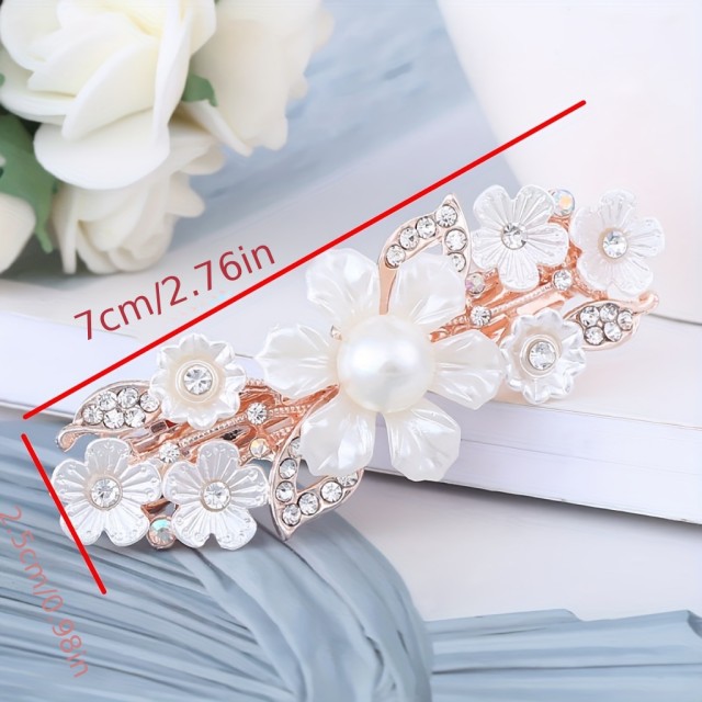 Elegantna cvetlična sponka za lase s perlami