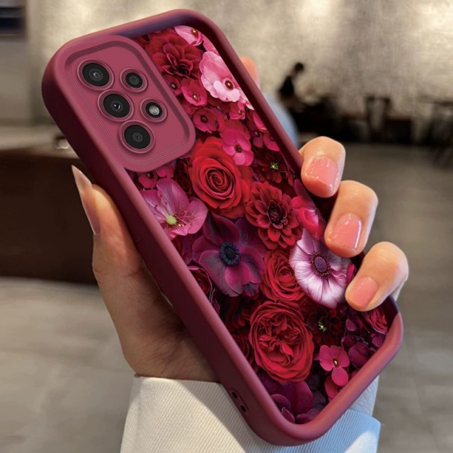 Rdeč cvetlični ovitek za telefon Samsung Galaxy A35