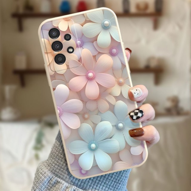 Pastelni ovitek za telefon s cvetlicami Samsung Galaxy A56