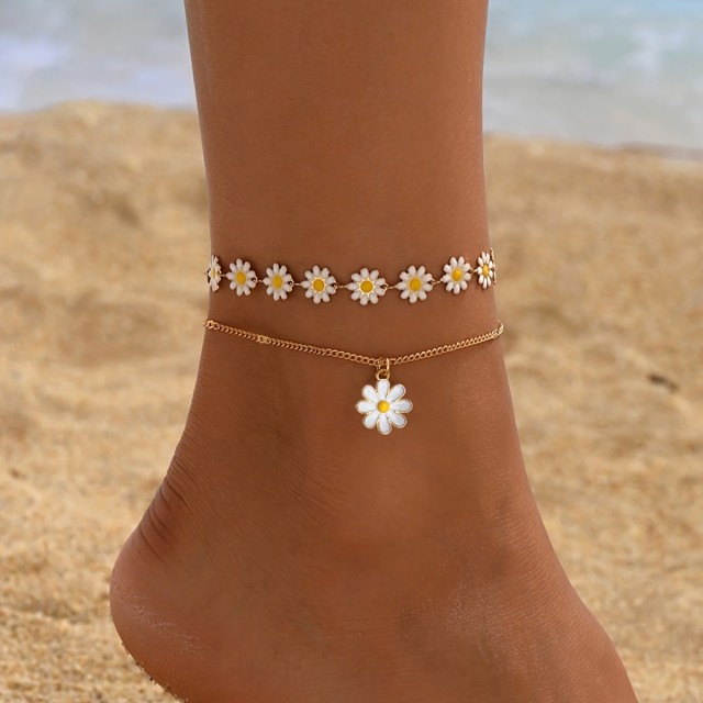 Boho komplet 2 zapestnic z marjeticami