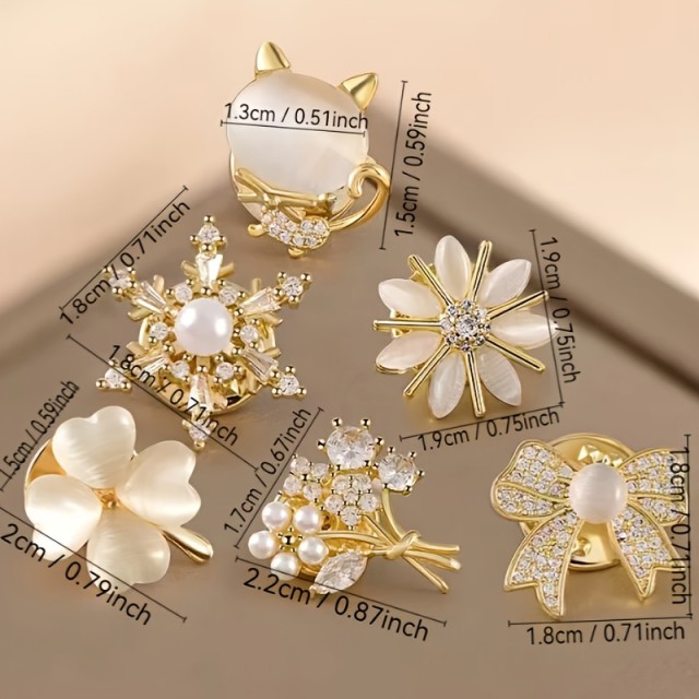 Komplet 6 kosov elegantnih brošk 