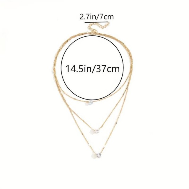 Tridelna verižica srebrna, srce in zvezda 