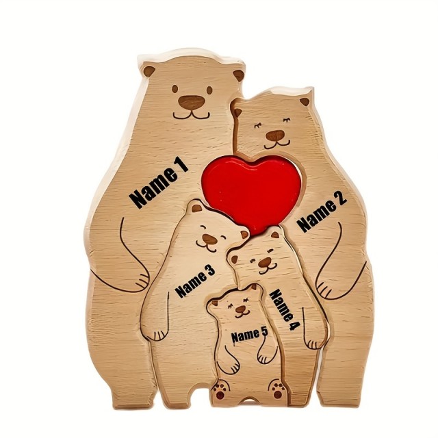 Personalizirana lesena medvedja sestavljanka VAŠA DRUŽINA