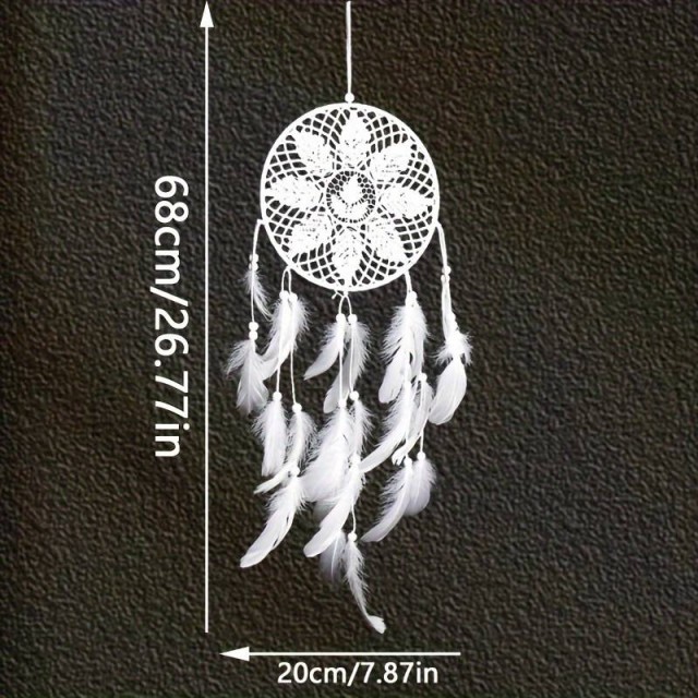 Romantični beli lovilec sanj za stensko obešanje