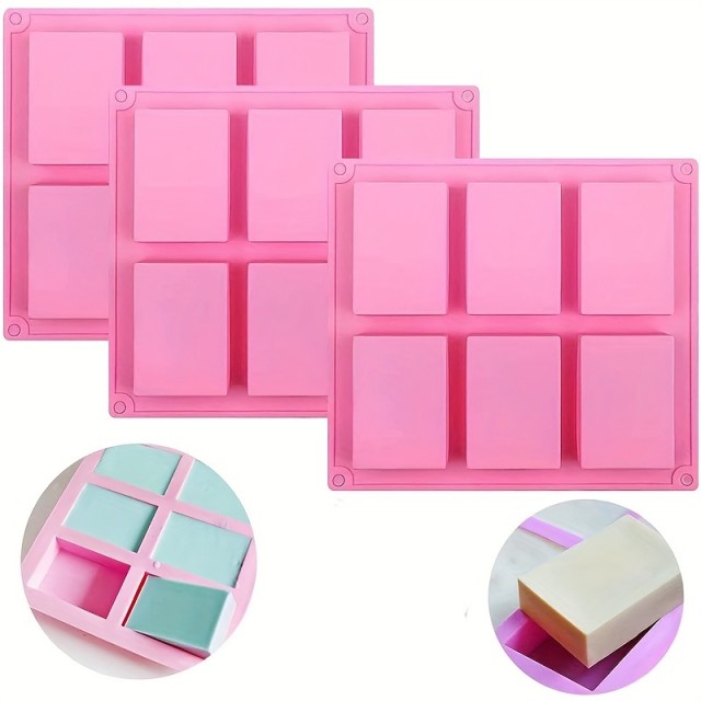 Pravokotni silikonski model za mila v roza barvi 