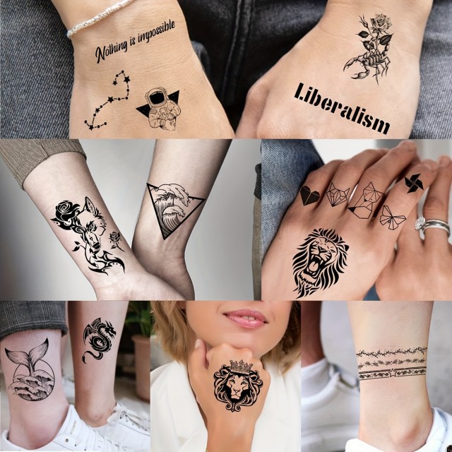 Komplet 52 majhnih realističnih črnih začasnih tetovaž