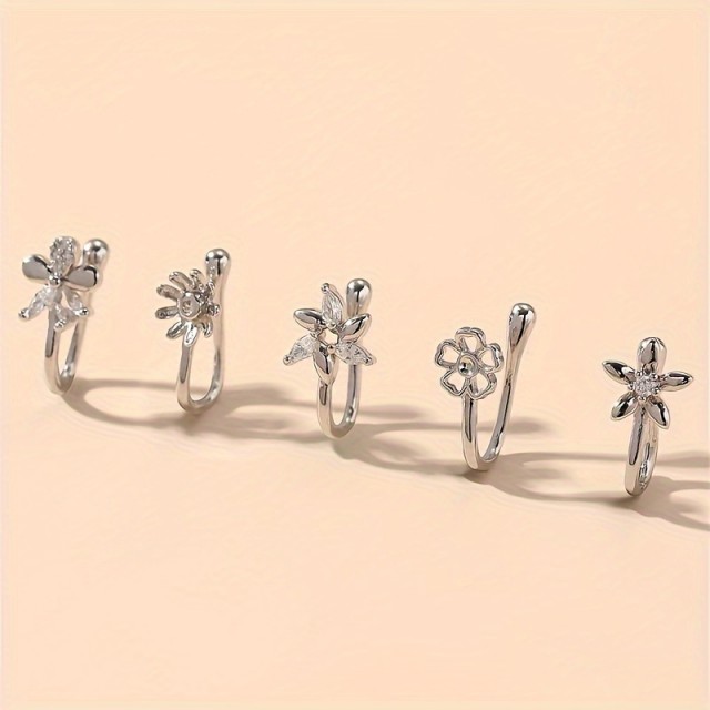 Komplet 5 fake piercingov za nos 