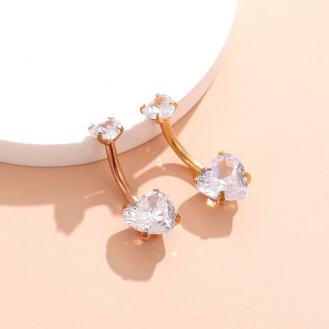 Uhan za popek v rose zlati barvi, dvojno srce