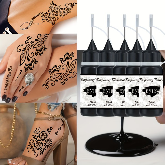 Črna tattoo barva za začasne tatuje - za risanje tatujev