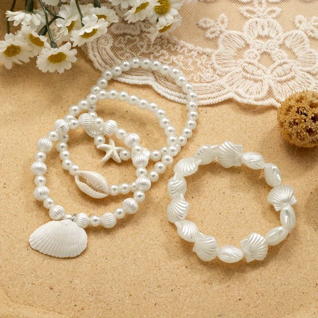 4-delni komplet zapestnic z obeski školjke in morske zvezde