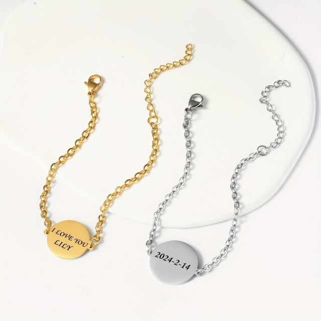 Personalizana zapestnica z okroglim obeskom 316L nerjaveče jeklo 