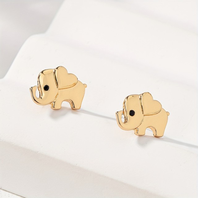 Prikupni zlati mini uhančki v obliki slončka