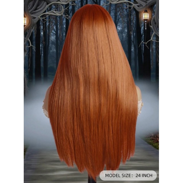 Bakreno rdeča dolga lasulja 