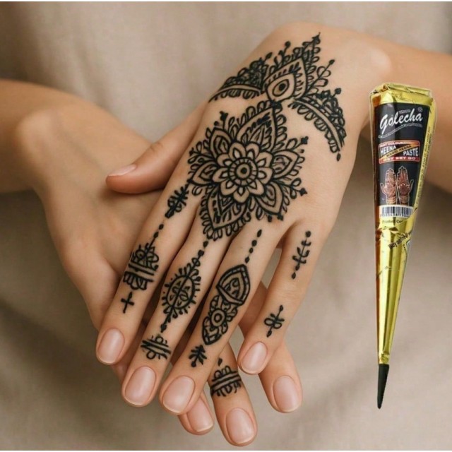Črna tattoo barva v kornetu za začasne tatuje