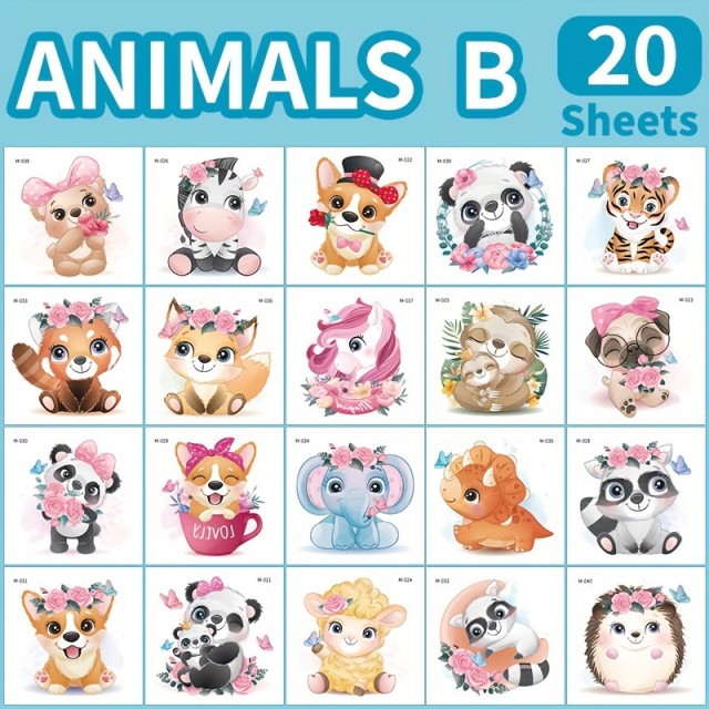 Komplet 40 tatu nalepk z živalskimi motivi