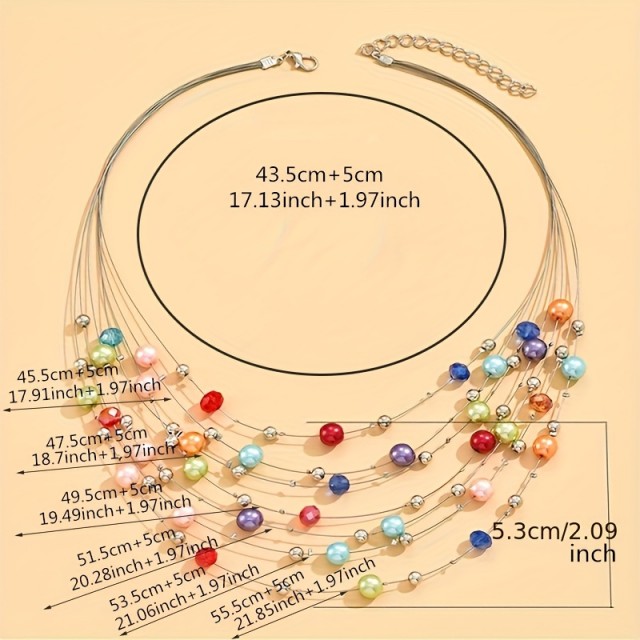 Ogrlica z nakitom iz umetnih biserov 3 barve