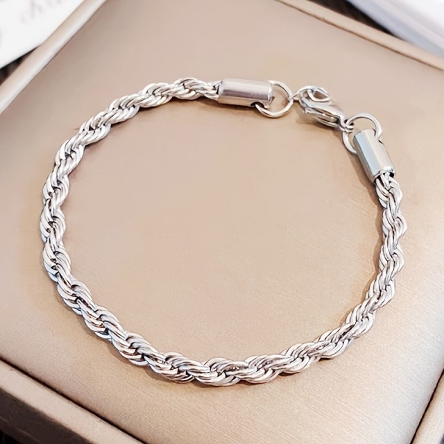 Moška zapestnica iz nerjavečega jekla prepletena