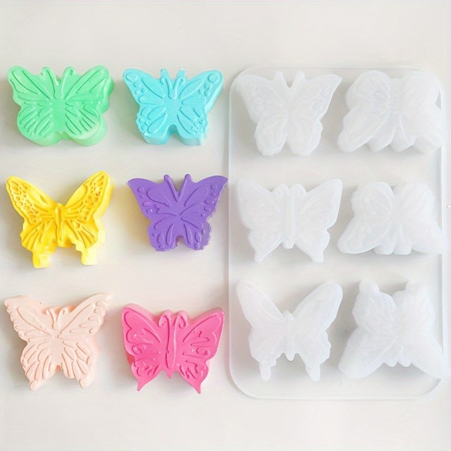 Silikonski kalup za sveče ali milo s 6 različnimi metulji 