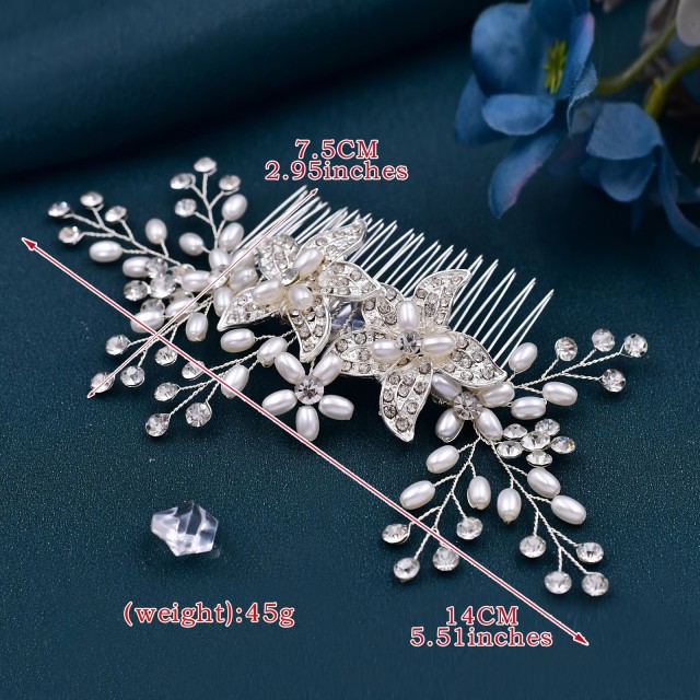 Elegantni poročni glavnik v srebrni barvi