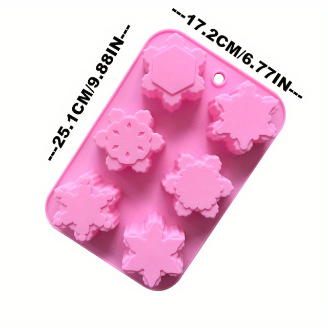 Silikonski model s 6 snežinkami za izdelavo sveč/mil