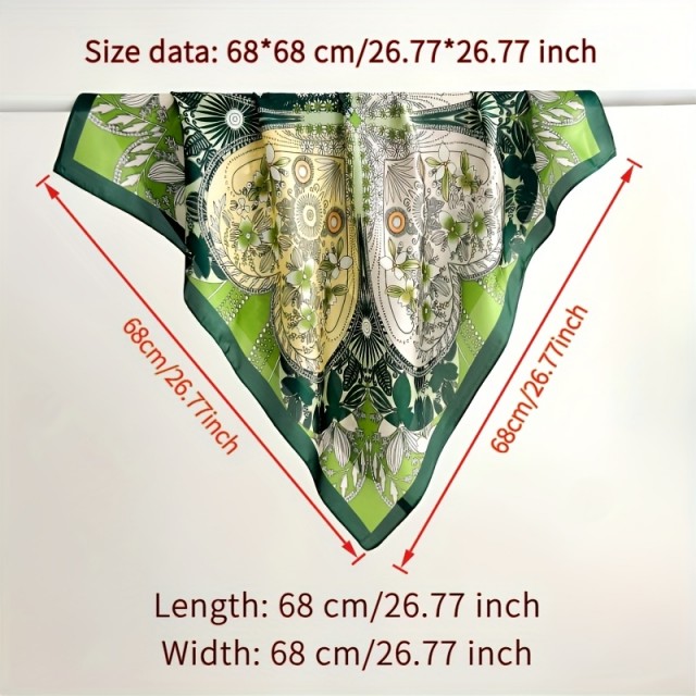 Elegantna ženska kvadratna ruta z zelenim cvetličnim vzorcem