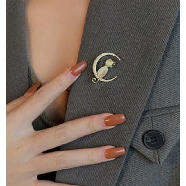 Broška z motivom mucke na luni