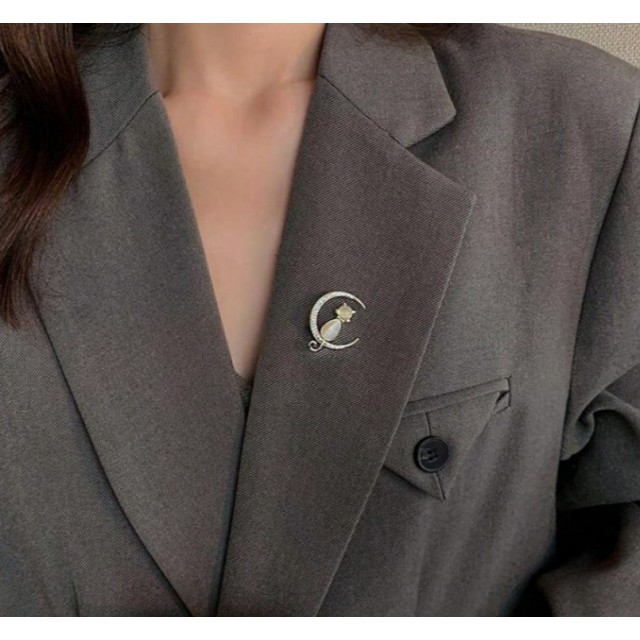 Broška z motivom mucke na luni