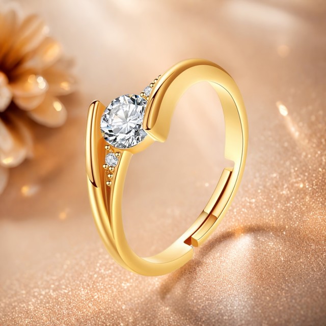 Ženski odprt prstan s sintetičnim kubičnim cirkonijem 2 barvi