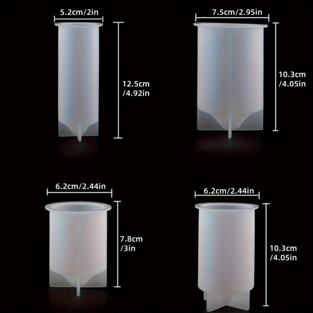 Komplet 4 silikonskih kalupov za izdelavo stebričastih sveč za DIY