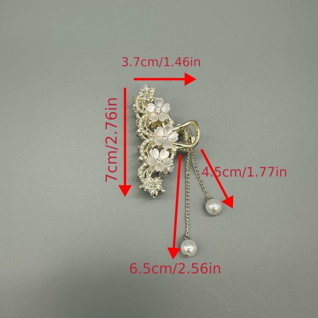 Elegantna sponka za lase z rožicami in perlicami