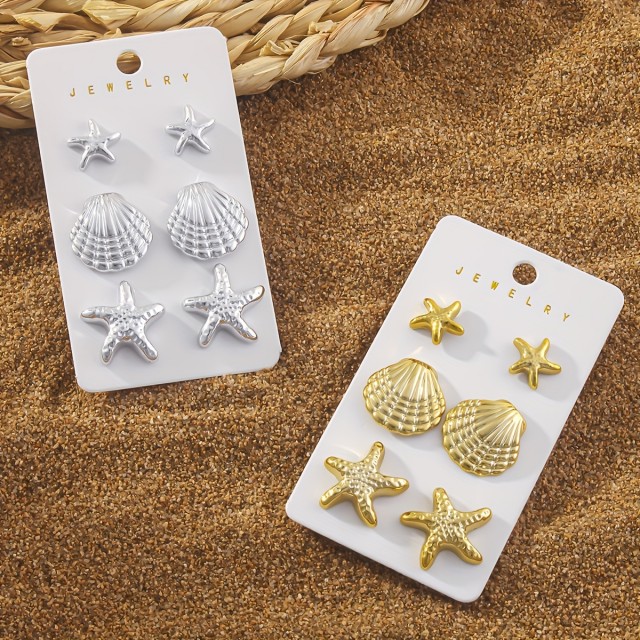 Komplet 3 parov poletnih vtičnih uhančkov, 2 barvi 