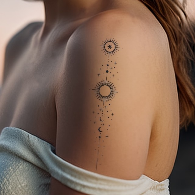 Začasna tetovaža z motivom lune in sonca