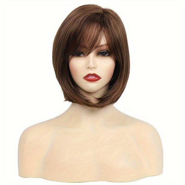 Srednja ženska lasulja v bakreno rjavi barvi