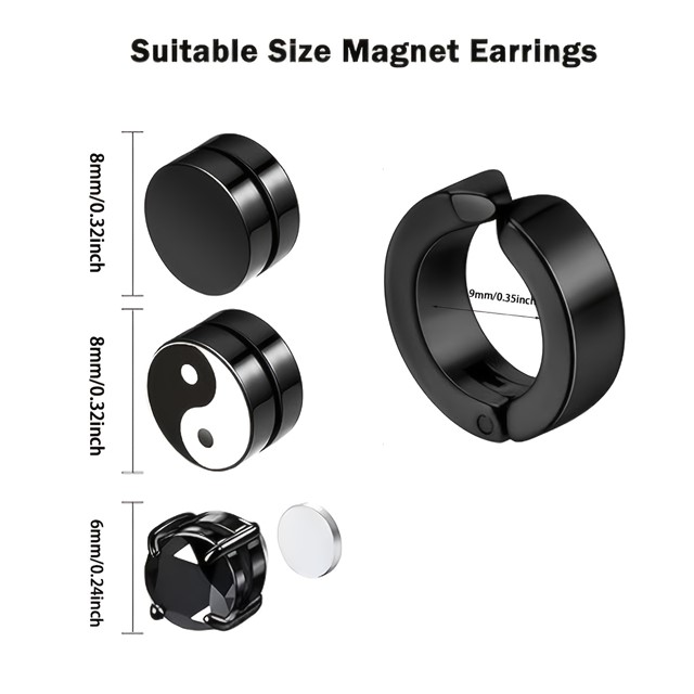 Set 4 moških magnetnih uhanov – brez prebadanja