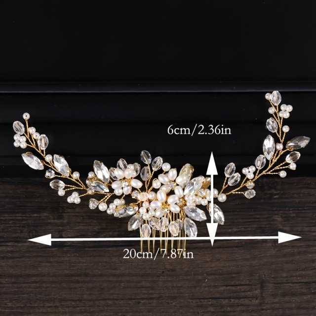 Prefinjen poročni glavnik v zlati barvi 