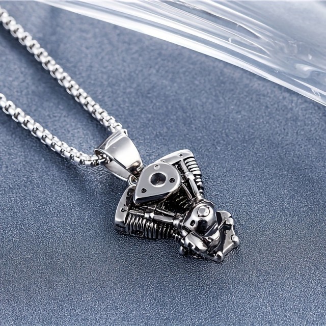 Moška verižica iz titanovega jekla z obeskom mašine