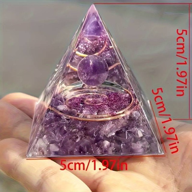 Orgonit piramida z bakreno žico in ametistom 5cm