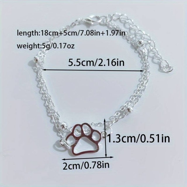 Dvodelna zapestnica s tačko v srebrni barvi