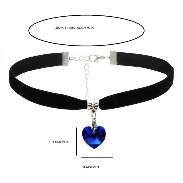 Elegantna žametna choker ogrlica z obeskom srca 2 barvi