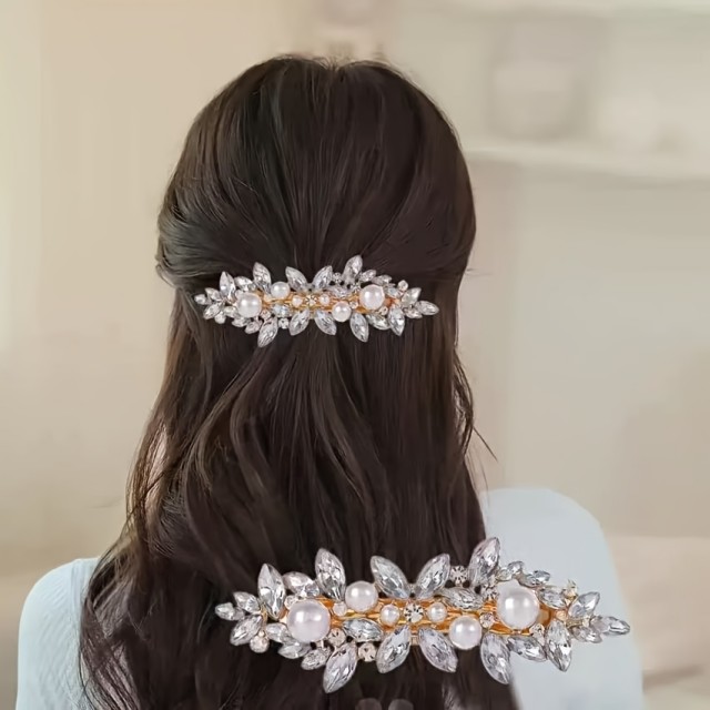 Elegantna lasna sponka z biseri in kristali