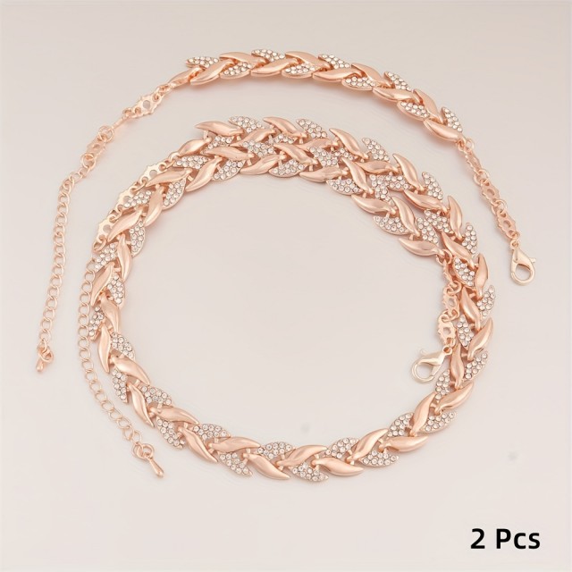 Eleganten dvodelni komplet z ogrlico in zapestnico 2 barvi