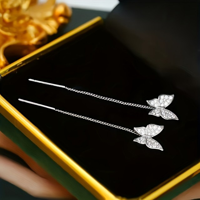 Uhani viseči metuljček zlati 