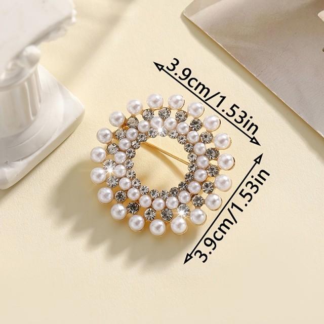 1 kos elegantne okrogle broške s perlicami